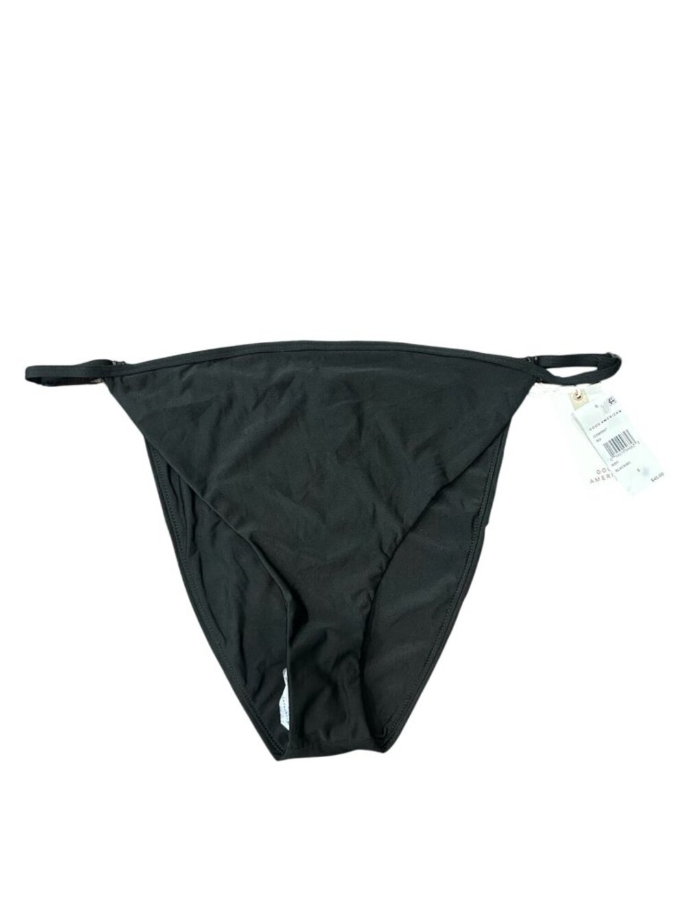 Good American 5 Black Bikini Bottom Adjustable Side Ties Clean Girl NWT
